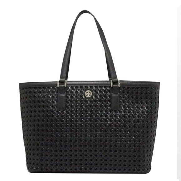 Tory Burch Robinson Black Tote Saffiano Leather Large Handbag Bag New 41159883 - Picture 3 of 7